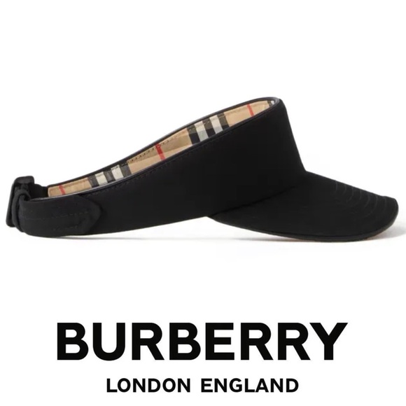 Burberry Heritage Monogram Motif Iconic Check Pattern Black Visor Hat*NWT - Picture 3 of 9